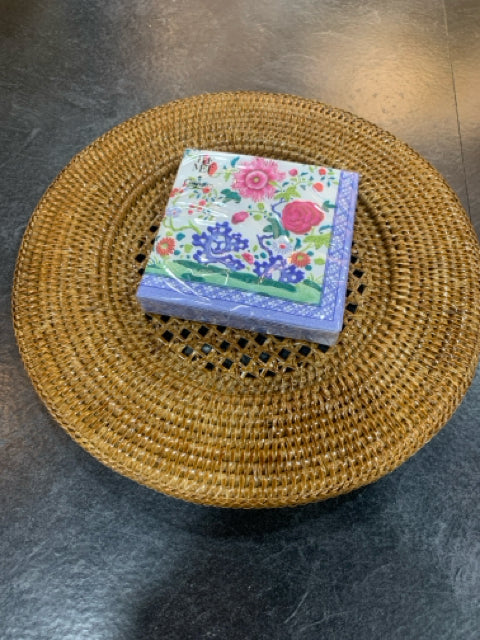 COCKTAIL NAPKIN FLORAL PORCELAIN