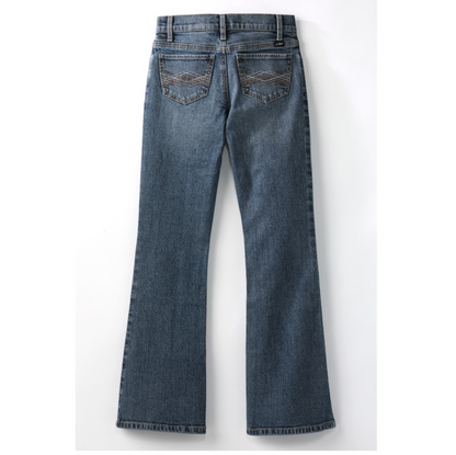 Cruel Girl's Lucy Mid Rise Slim Bootcut Jean in Medium Stonewash