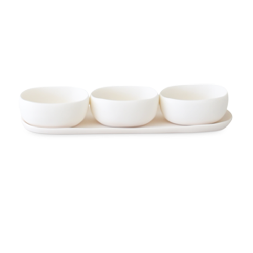 CUADRADO 3 BOWL SET WITH TRAY IN WHITE