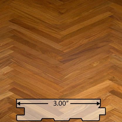 Cumaru Herringbone Solid Flooring 0.75″ x 3″ Prefinished Satin, $8.87/sqft - Advantage Lumber