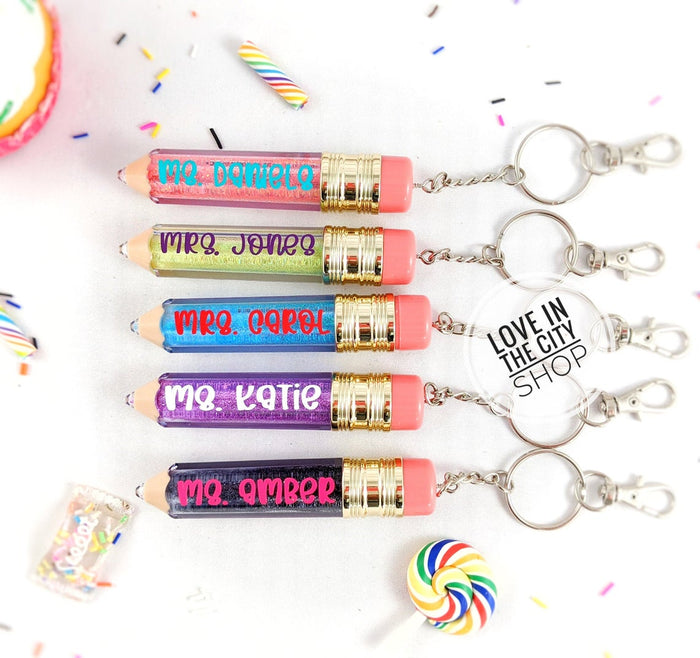 Custom Glitter Pencil Keychain