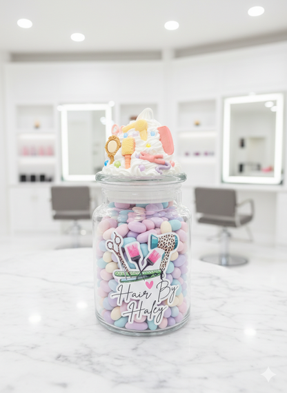 Custom Hair Stylist Candy Jar / Tip Jar