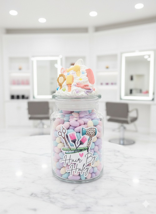 Custom Hair Stylist Candy Jar / Tip Jar