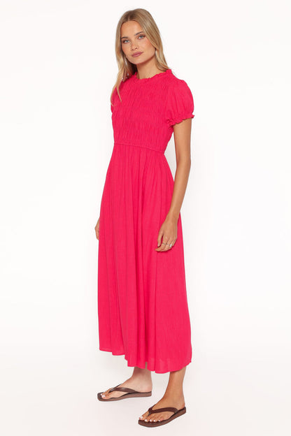DRESSES Darla Puff Sleeve Dress - Hot Coral