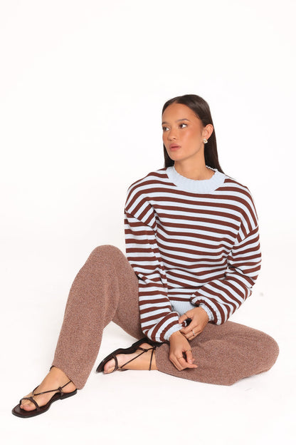KNITWEAR Dominica Knit Sweater - Blue Chocolate Stripe