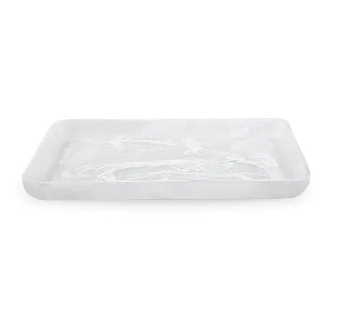 EXTRA LARGE RECTANGULAR PLATTER IN WHITE SWIRL