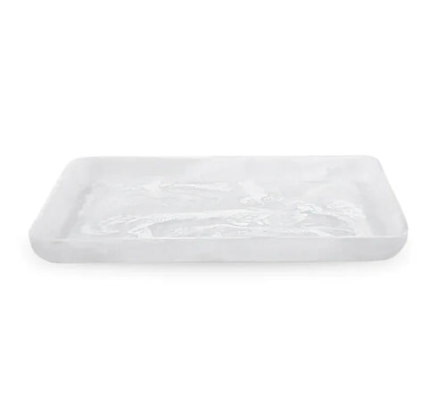 EXTRA LARGE RECTANGULAR PLATTER IN WHITE SWIRL