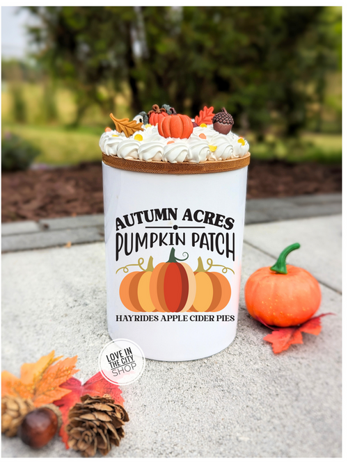 Fall Pumpkin Patch Ceramic Candy Jar 25oz