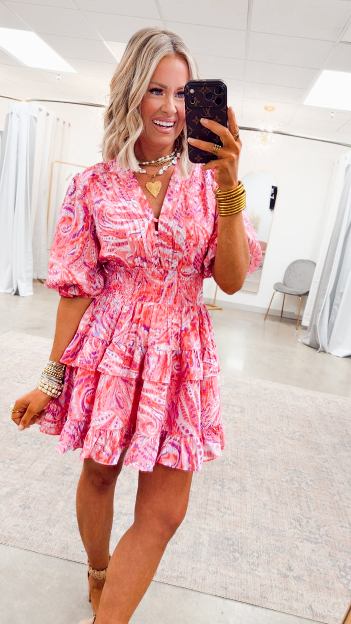 -Final Sale- Rosey Echoes Mini Dress