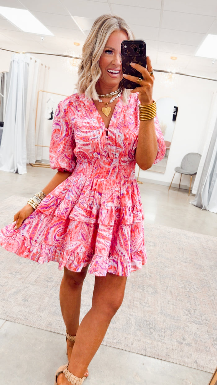 -Final Sale- Rosey Echoes Mini Dress