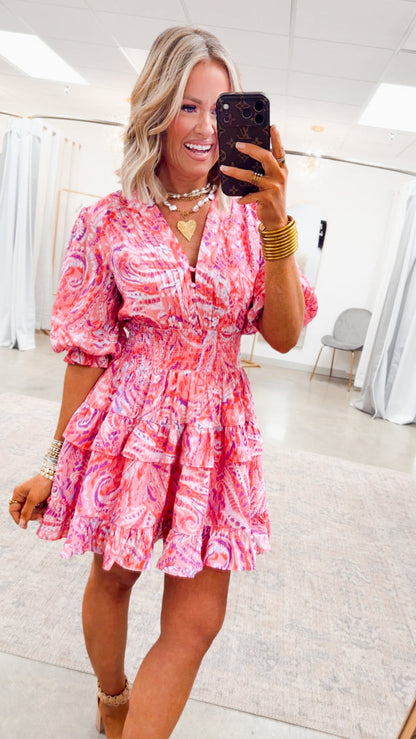 -Final Sale- Rosey Echoes Mini Dress