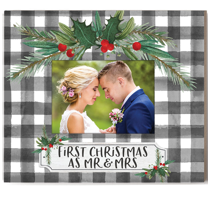 First Christmas As Mr and Mrs Buffalo Check Photo Frame