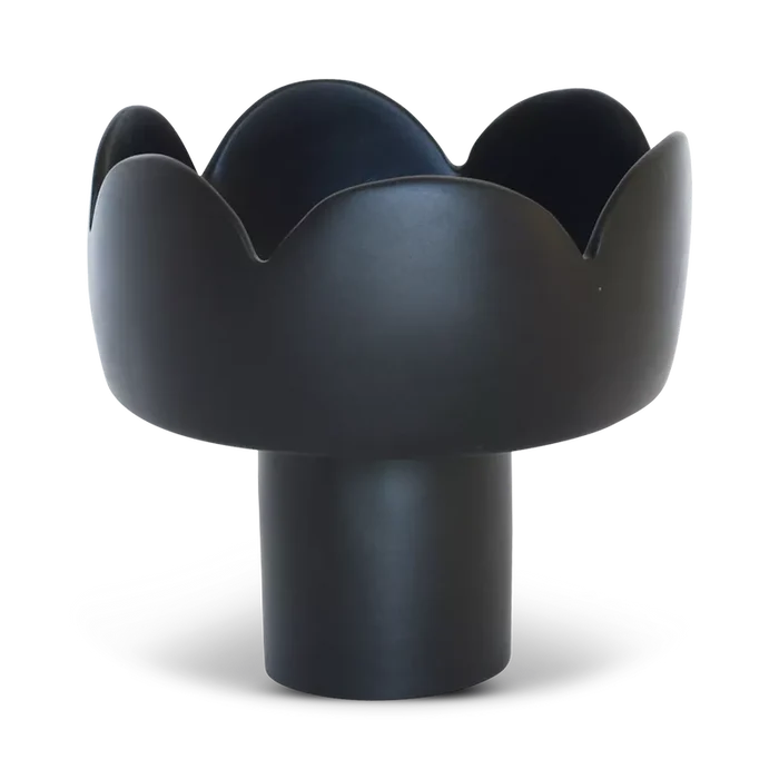 FLEUR MEDIUM PEDESTAL BOWL IN BLACK