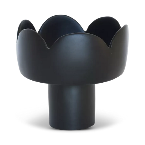 FLEUR MEDIUM PEDESTAL BOWL IN BLACK