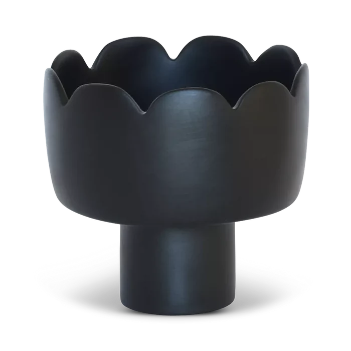 FLEUR SMALL PEDESTAL BOWL IN BLACK