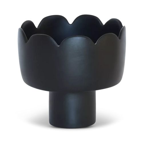 FLEUR SMALL PEDESTAL BOWL IN BLACK