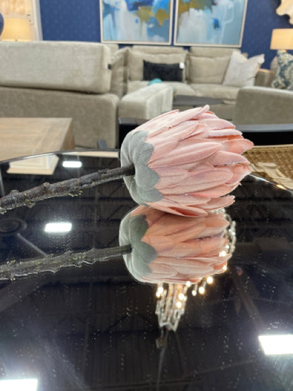 FLOCKED PROTEA STEM 26" PINK