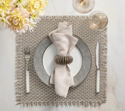 GOLD AND SILVER FRINGE PLACEMAT