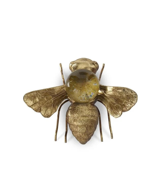 GOLD METAL BEE WITH GLASS GLOBE