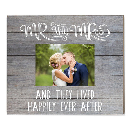 Gray Slat Photo Frame Mr. and Mrs.