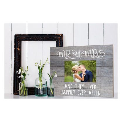 Gray Slat Photo Frame Mr. and Mrs.