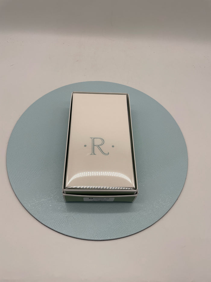 GUEST TOWEL "R" INITIAL ROBIN'S EGG PAPER LINEN
