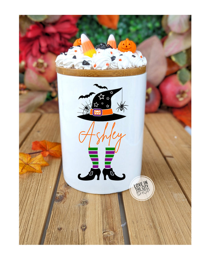 Halloween Witch Legs Candy Jar 25oz