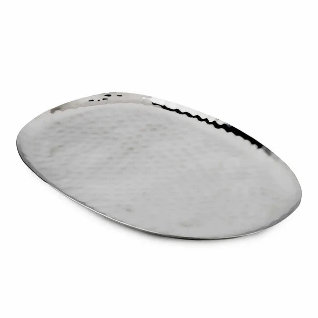 HAMMERED STAINLESS STEEL TRAY IN OVAL