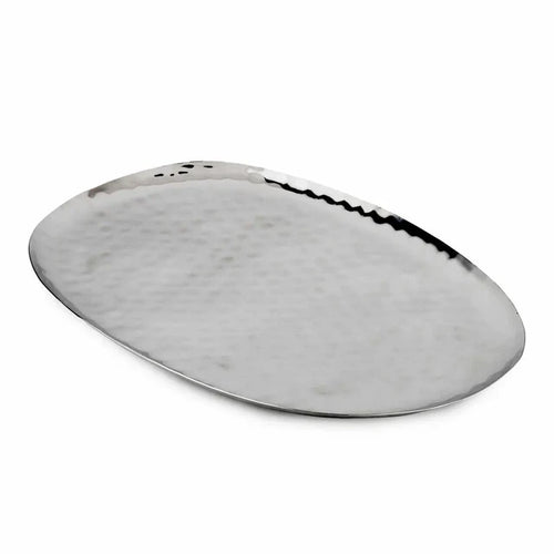 HAMMERED STAINLESS STEEL TRAY IN OVAL