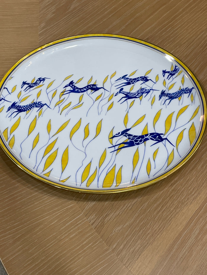 HAVILAND PORCELAIN CHINA PLATTER YELLOW AND BLUE DESIGN
