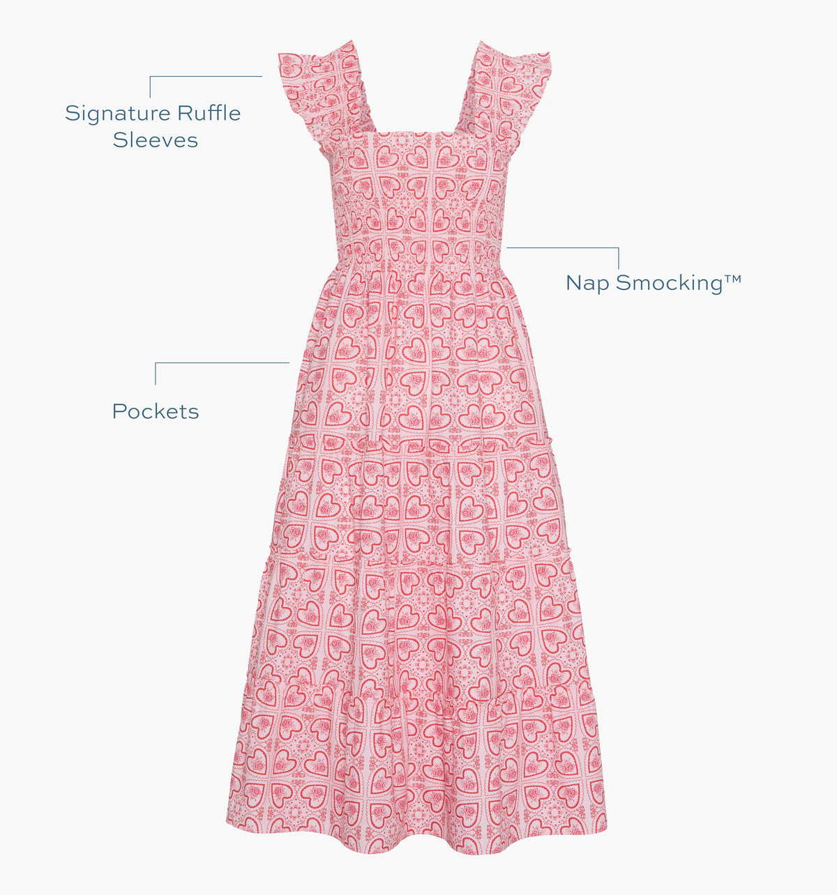 The Ellie Nap Dress - Red Patchwork Doily Heart