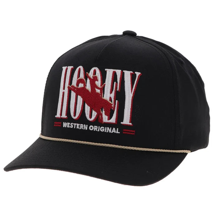 Hooey "Wild Ride" Embroidered Logo Rope Hat in Black