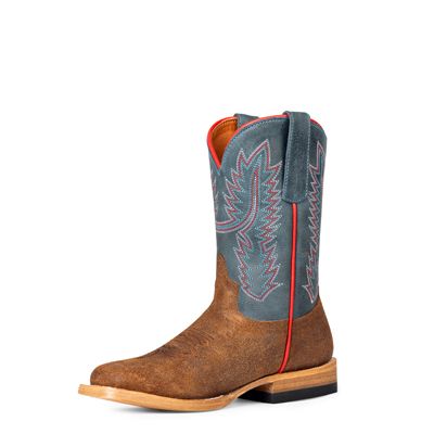 Horse Power Kids Tobacco Old Suede Western Boot in Blue