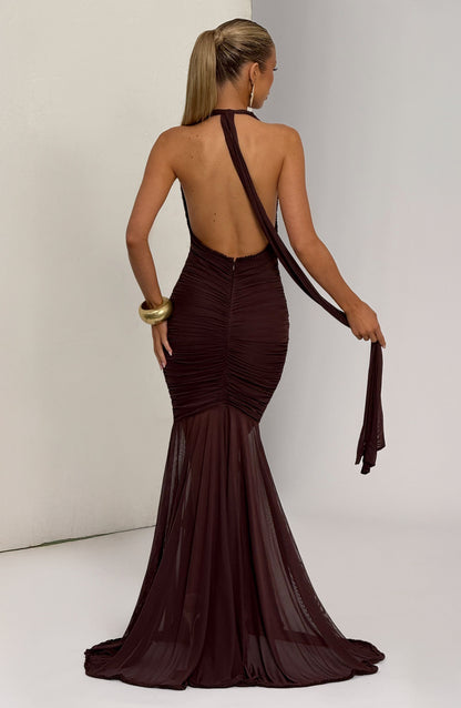 Janessa Maxi Dress - Plum Brown