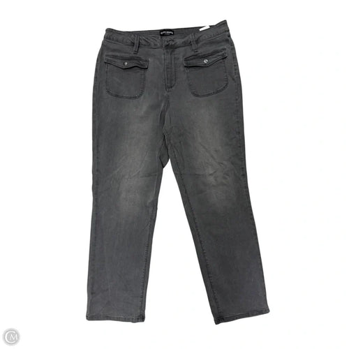Jeans Straight By Susan Graver In Grey Denim, Size: 14