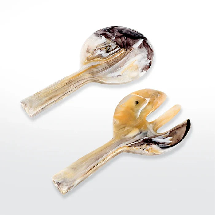 JUMBO SALAD SERVERS IN MOCHA SWIRL