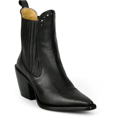 Justin Women's Hart 6" Snip Toe Leather Bootie in Black
