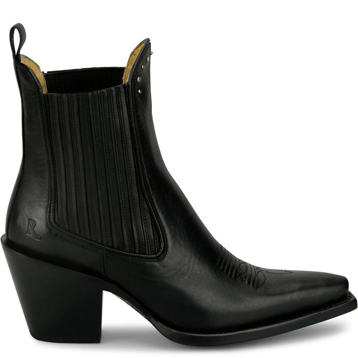 Justin Women's Hart 6" Snip Toe Leather Bootie in Black