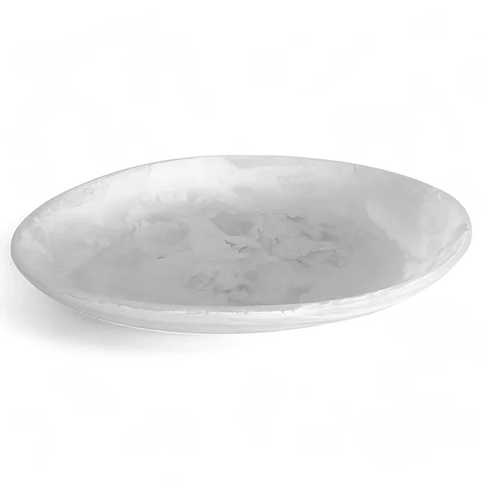 LARGE OVAL COASTAL BOWL IN WHITE SWIRL