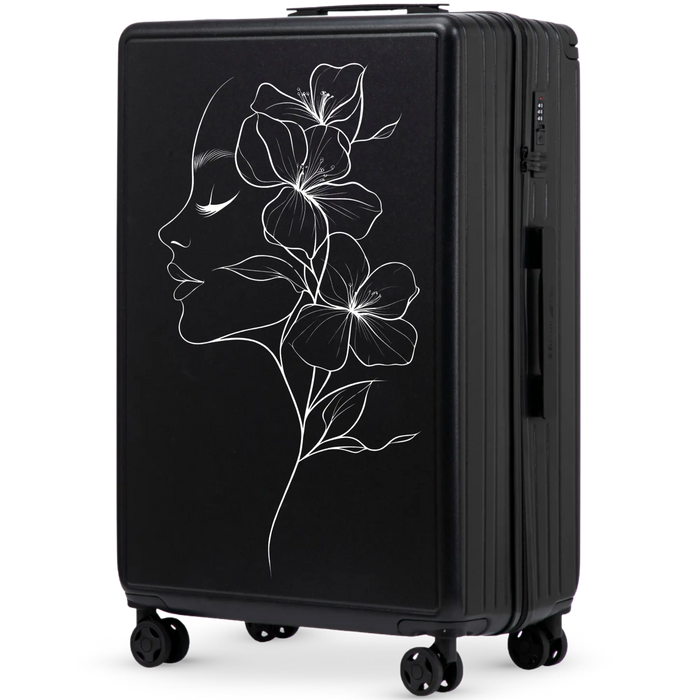 Walizka duża Wings ABS+ 28" Customized BLACK FLOWER customized