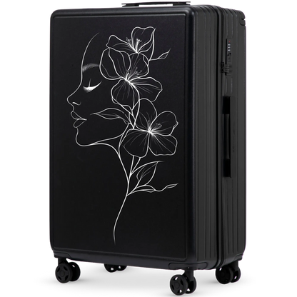 Walizka duża Wings ABS+ 28" Customized BLACK FLOWER customized