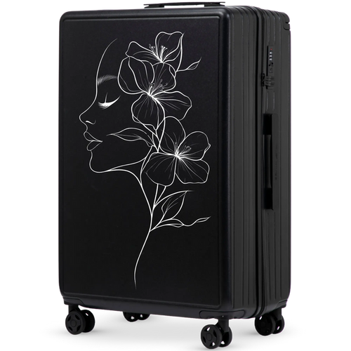Walizka duża Wings ABS+ 28" Customized BLACK FLOWER customized