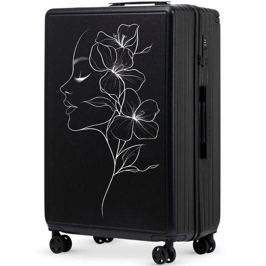 Walizka duża Wings ABS+ 28" Customized BLACK FLOWER customized