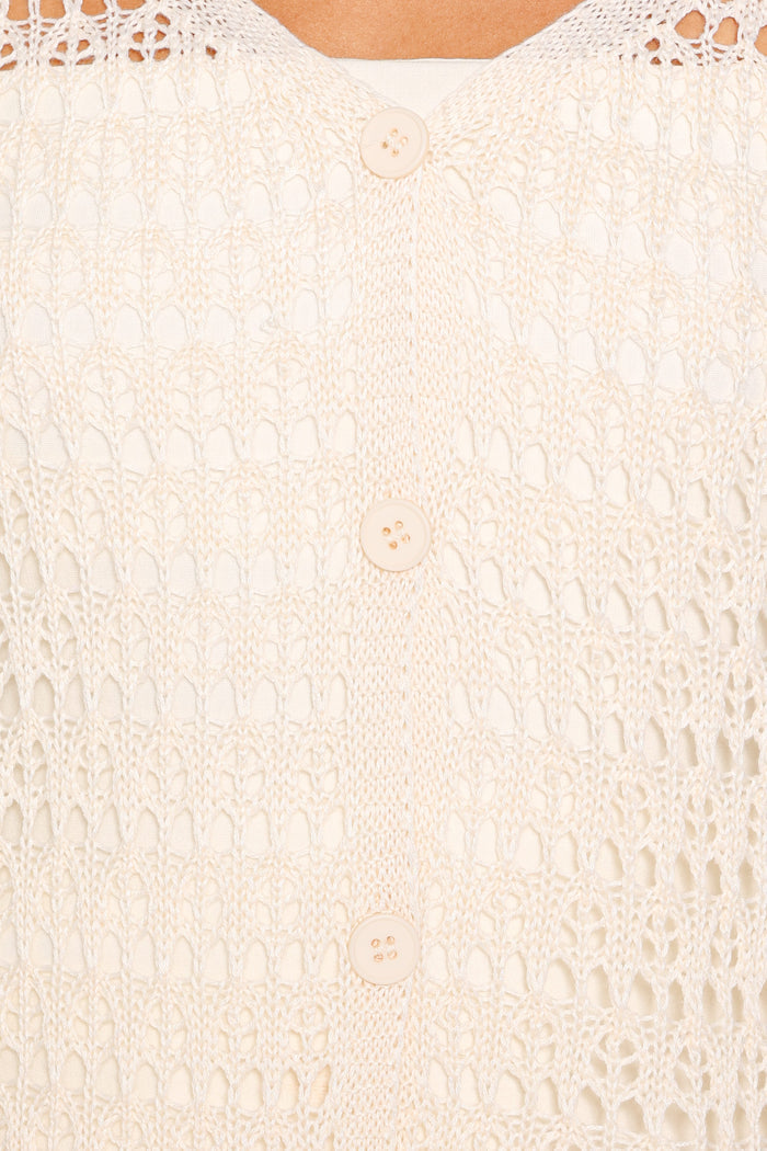 KNITWEAR Lorelle Pointelle Cardigan - Butter Yellow