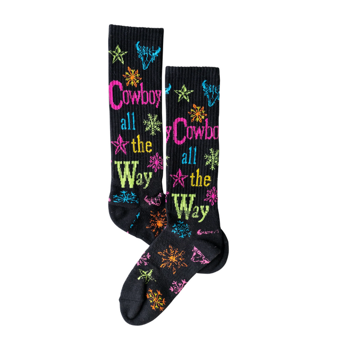 Lucky Chuck Women's Cowboy All The Way Black Performance Socks