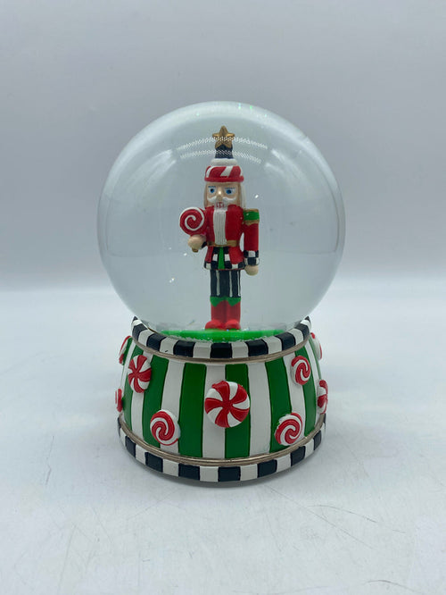 MACKENZIE CHILDS SNOW GLOBE/ MUSIC BOX  NUTCRACKER