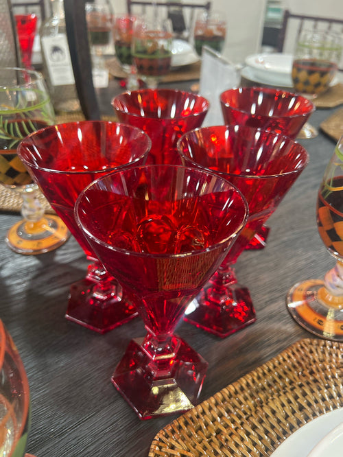 MARIOLUCA GIUSTI SET OF 10 GLASSES RED ACRYLIC