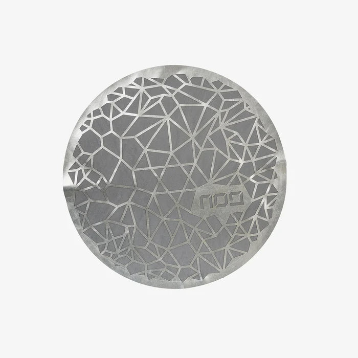 MATZO COVER WITH GEOMETRIC DESIGN IN SILVER