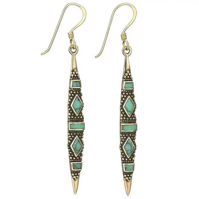 Meraki Turquoise Bronze Dangle Earrings