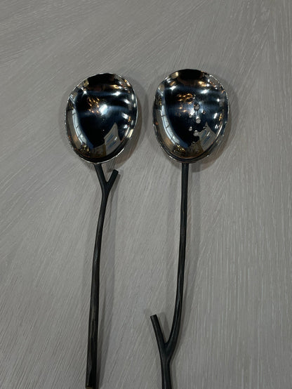 MICHAEL ARAM SERVING SPOONS METAL TWIG COLLECTION DESIGN